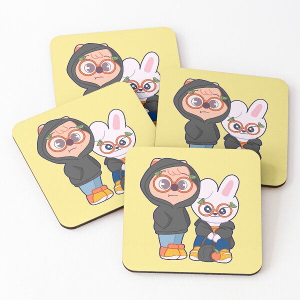 Item preview, STRAY KIDS (SKZOO) Lee Know & Han Character’s Han Quokka & Leebit Wearing Orange Glasses designed and sold by LilMissRandom17.