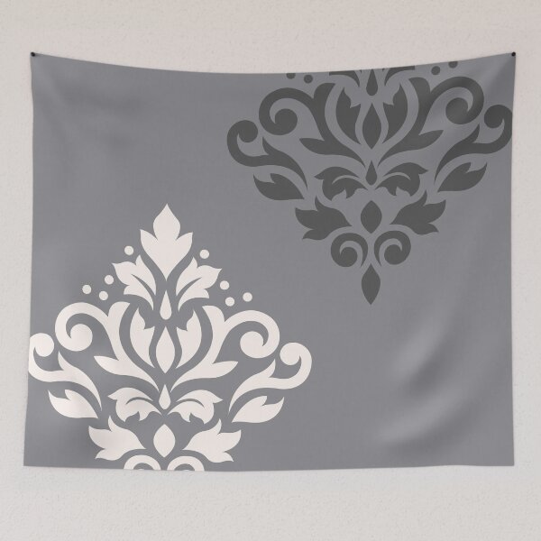 Item preview, Scroll Damask Art I Cream+Greys designed and sold by NataliePaskell.