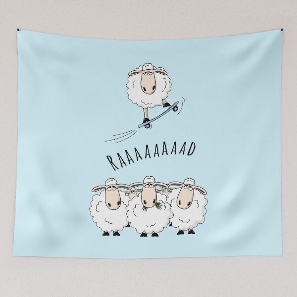 Item preview, Funny Skateboarding Sheep Jumping Flock designed and sold by Tee-Nee-Bash.