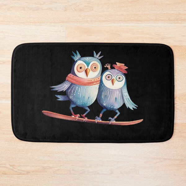 Item preview, Two funny owls skiing designed and sold by WallGemsArt.