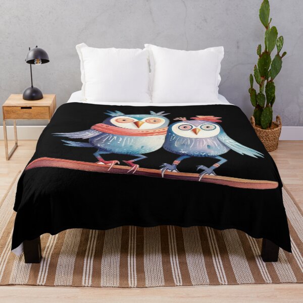 Item preview, Two funny owls skiing designed and sold by WallGemsArt.