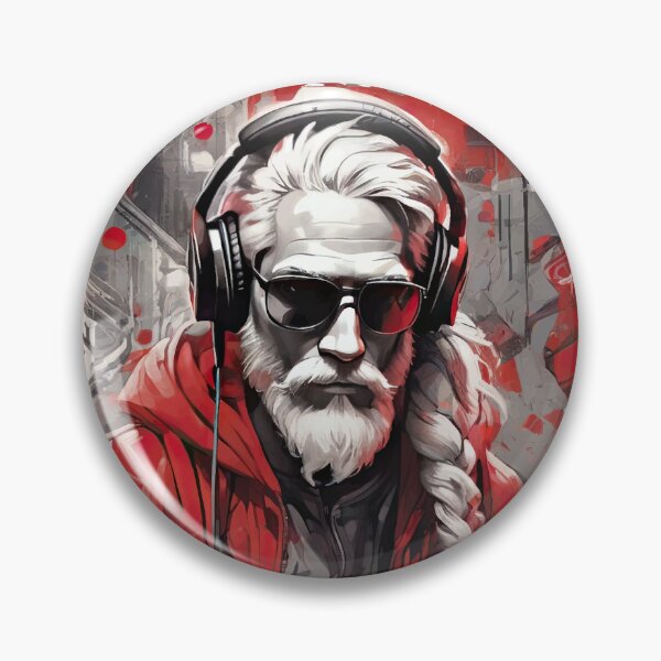 Item preview, Rebel Yuletide - Hipster/Punk Santa Claus with Headphones designed and sold by StonebridgeArt.