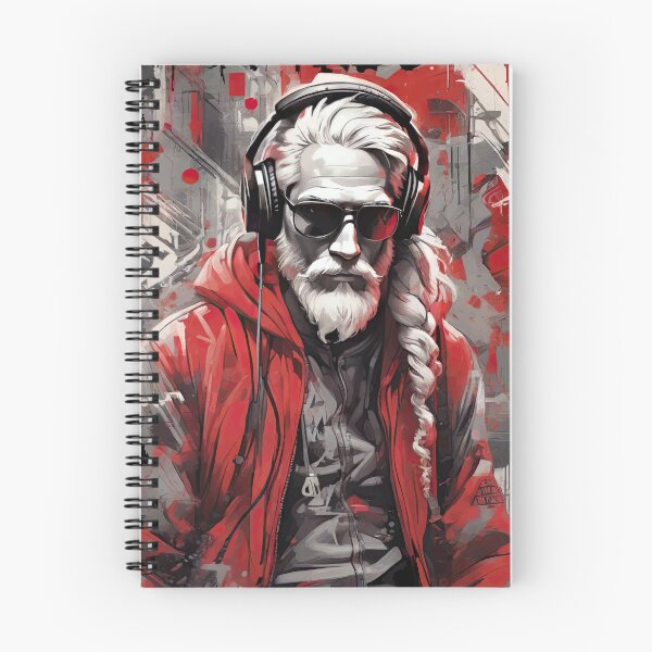 Item preview, Rebel Yuletide - Hipster/Punk Santa Claus with Headphones designed and sold by StonebridgeArt.