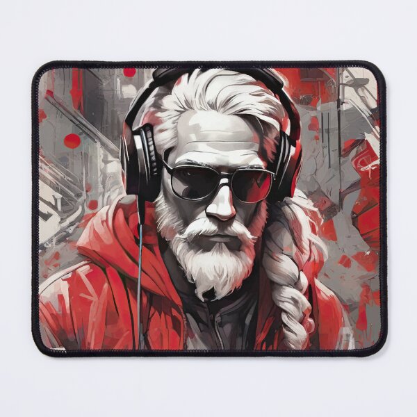 Item preview, Rebel Yuletide - Hipster/Punk Santa Claus with Headphones designed and sold by StonebridgeArt.