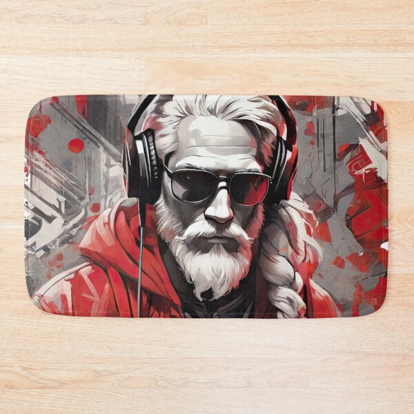 Item preview, Rebel Yuletide - Hipster/Punk Santa Claus with Headphones designed and sold by StonebridgeArt.