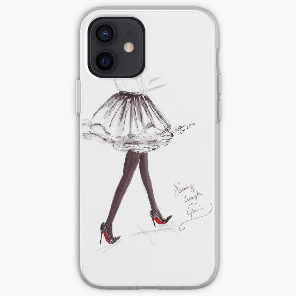 Watercolour & Ink Fashion Illustration Titled Walking in Louboutins iPhone Soft Case