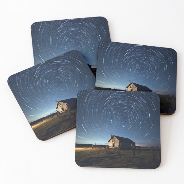 Item preview, Abandoned house in fields at night with starry sky - Landscape photography designed and sold by TheArtistOf2022.