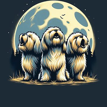 Artwork thumbnail, Three Lhasa Apsos Howling at the Moon by hidden-design