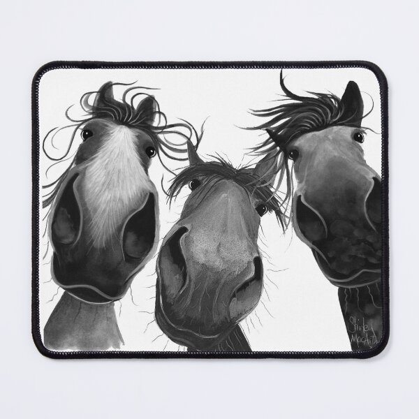 Item preview, HaPPY HoRSe PRiNT ' WHo LeFT THe GaTe OPeN B&W ? ' BY SHiRLeY MacARTHuR designed and sold by Shirley MacArthur Art.
