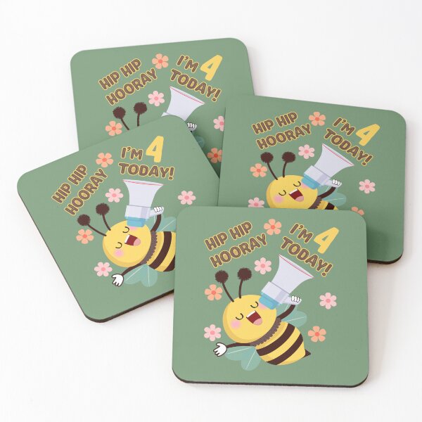 Item preview, cute bee announces 4th birthday designed and sold by Meandmyshop.