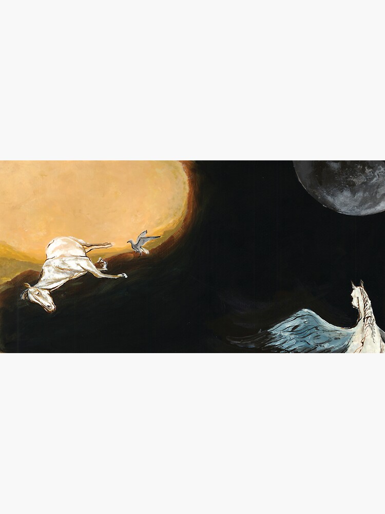 Horse flying to the moon Silver stream illustration by CatarinaGarcia