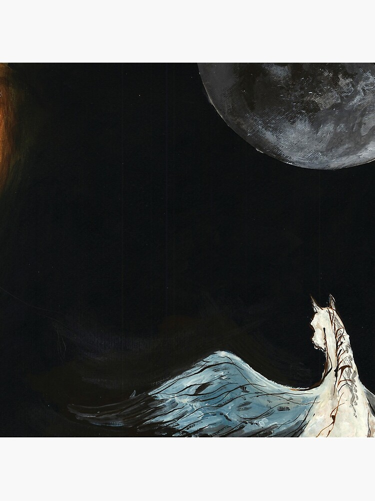 Horse flying to the moon Silver stream illustration by CatarinaGarcia