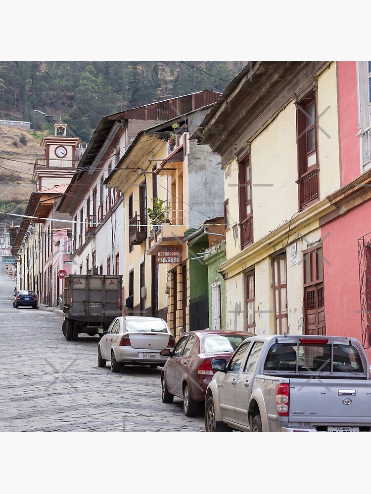 Steep city street with coloured buildings, Alausi, Ecuador by kpander