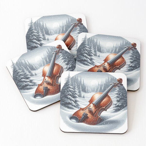 Item preview, Violin in a winter snowy landscape designed and sold by LongIslandDesgn.