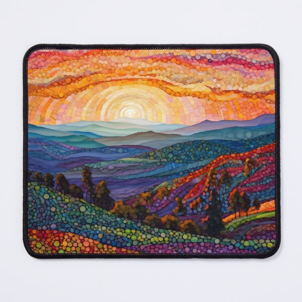 Item preview, Colorful Sunset Hills - Pointillist Landscape designed and sold by Jackflash2023.