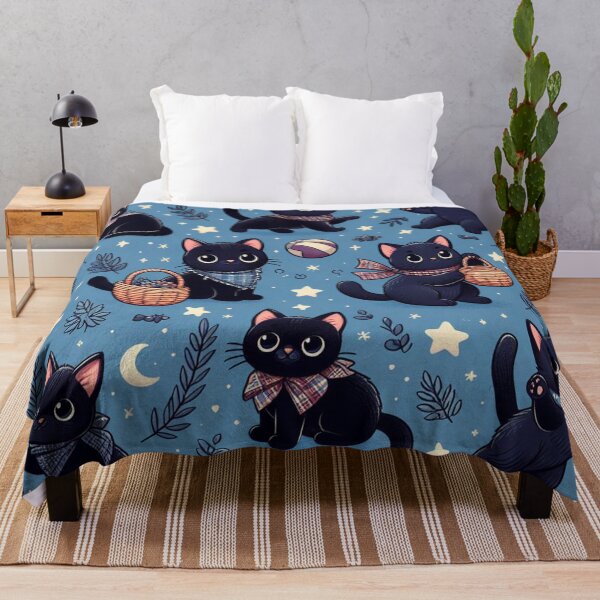 Aperçu de l'œuvre Chats noirs mignons dans des foulards créée et vendue par DoggoTankDesign.