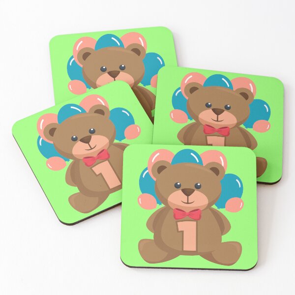 Item preview, teddy bear and balloons for the first birthday designed and sold by Meandmyshop.