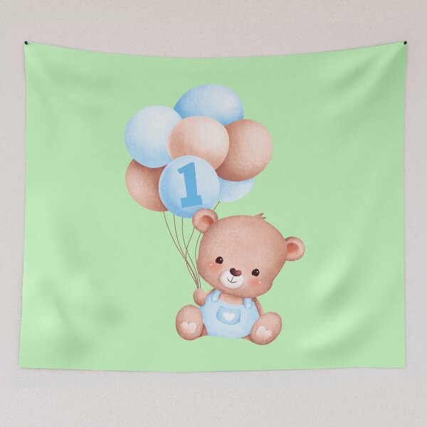 Item preview, TEDDY BEAR AND BALLOONS FOR THE FIRST BIRTHDAY designed and sold by Meandmyshop.