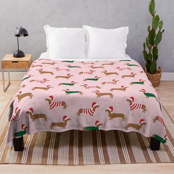 Item preview, Christmas Dachshund - Holiday Wiener dogs - pink designed and sold by littlearrow.