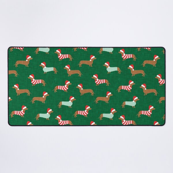 Item preview, Christmas Dachshund - Holiday Wiener dogs - green designed and sold by littlearrow.