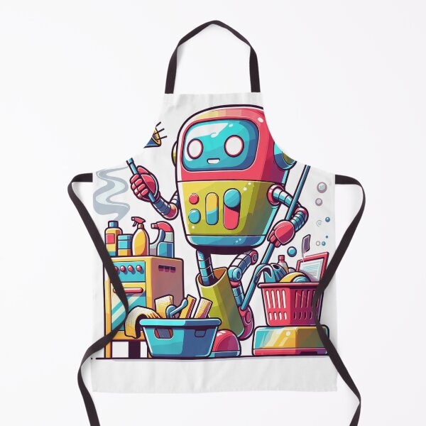 Item preview, Playful robot doing housework designed and sold by LongIslandDesgn.