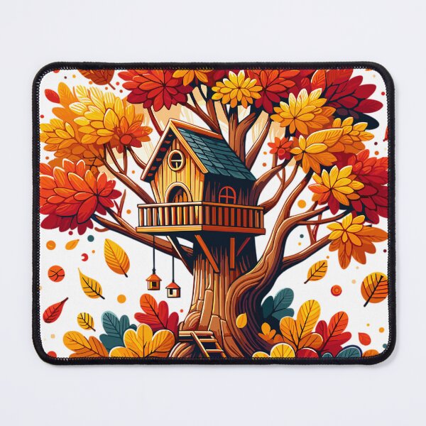 Item preview, Playful tree house surrounded by autumn leaves designed and sold by LongIslandDesgn.