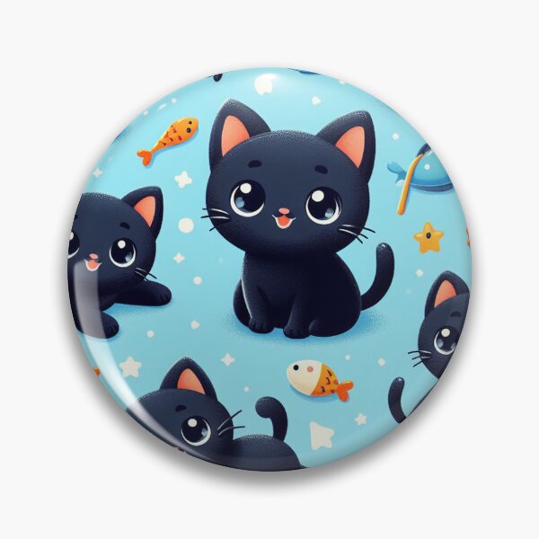 Item preview, Cute Black Cats and Goldfish Illstration Pattern designed and sold by DoggoTankDesign.