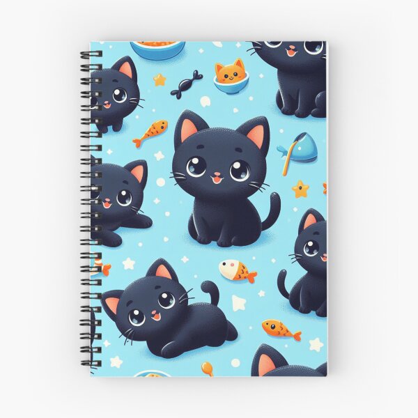 Item preview, Cute Black Cats and Goldfish Illstration Pattern designed and sold by DoggoTankDesign.