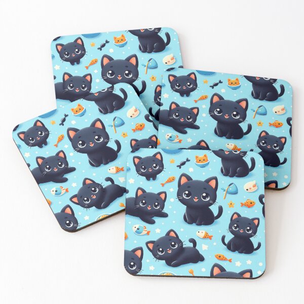 Item preview, Cute Black Cats and Goldfish Illstration Pattern designed and sold by DoggoTankDesign.