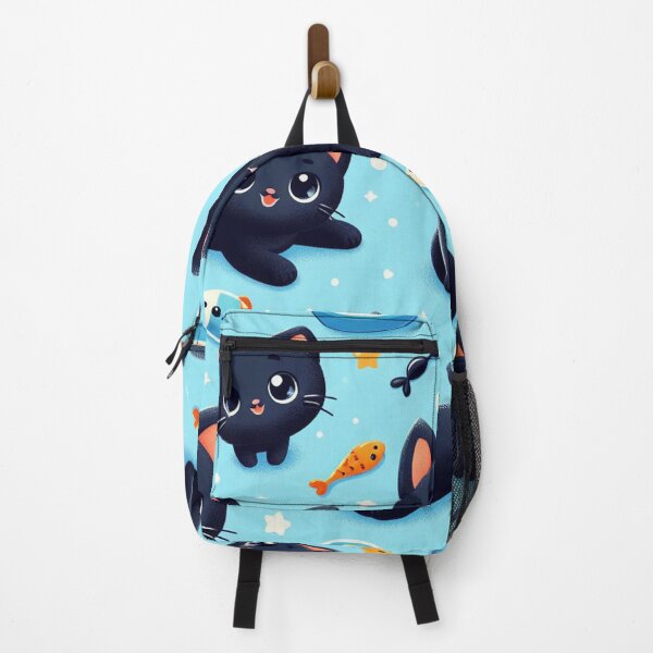 Item preview, Cute Black Cats and Goldfish Illstration Pattern designed and sold by DoggoTankDesign.
