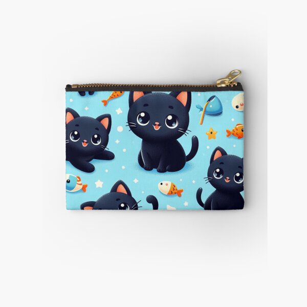 Item preview, Cute Black Cats and Goldfish Illstration Pattern designed and sold by DoggoTankDesign.