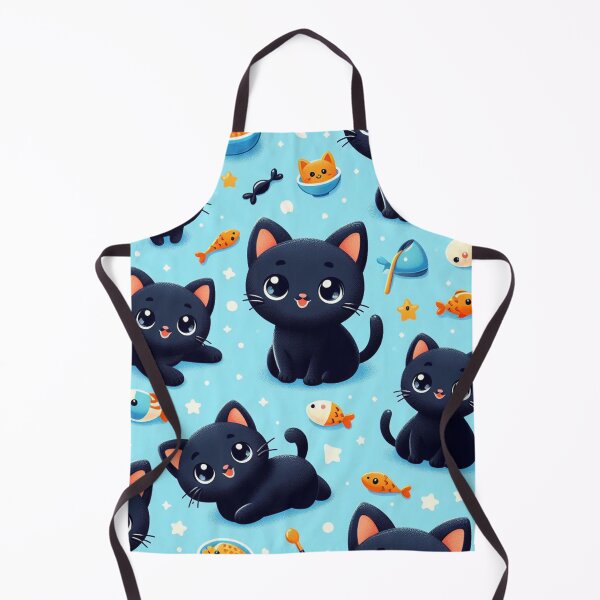 Item preview, Cute Black Cats and Goldfish Illstration Pattern designed and sold by DoggoTankDesign.