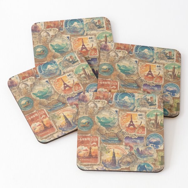 Item preview, Wanderlust Chronicles: Vintage-Style Travel Stamps designed and sold by GracePaigePlaza.