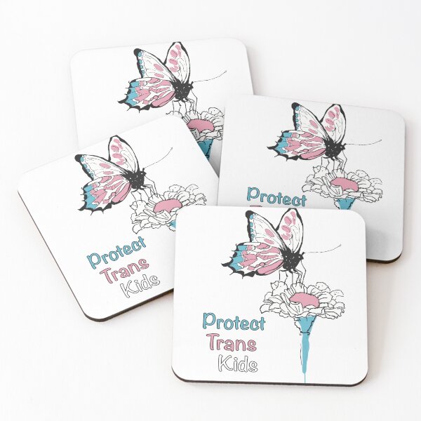 Item preview, Protect Trans Kids butterfly on flower trans flag colors designed and sold by K Mussack.