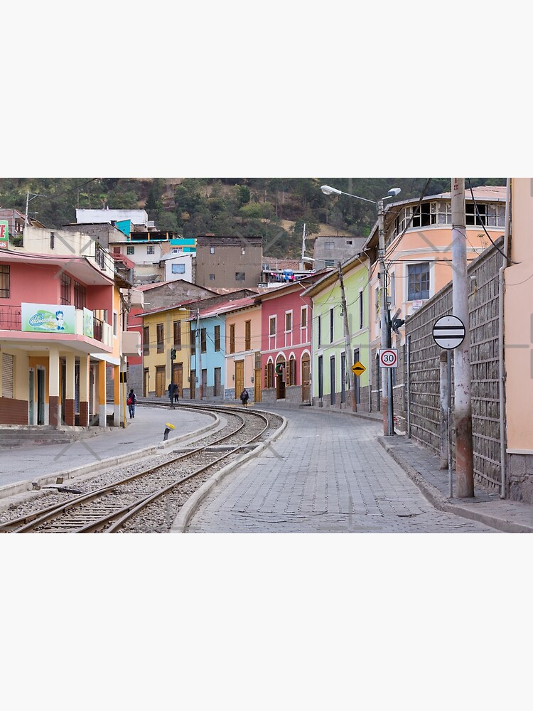 Railroad tracks winding through Alausi colourful streets, Ecuador by kpander