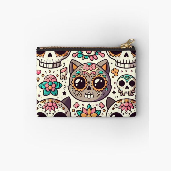 Item preview, Day of the Dead Cats Illstration Pattern designed and sold by DoggoTankDesign.