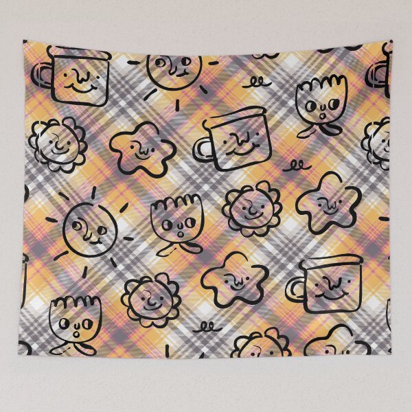Item preview, Kawaii Plaid: Adorable Faces on a Classic Pattern designed and sold by OrangeMG.