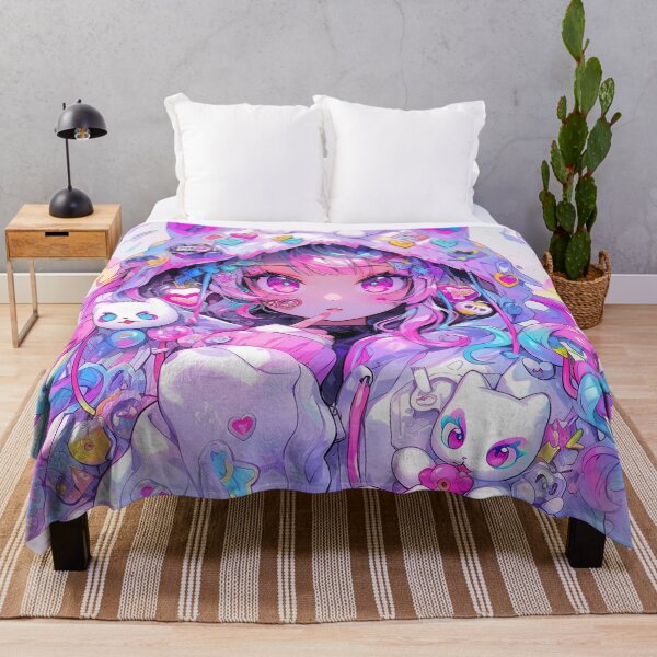 Item preview, Whimsical Pastel Neon Neko Anime Girl designed and sold by bubblegoth.