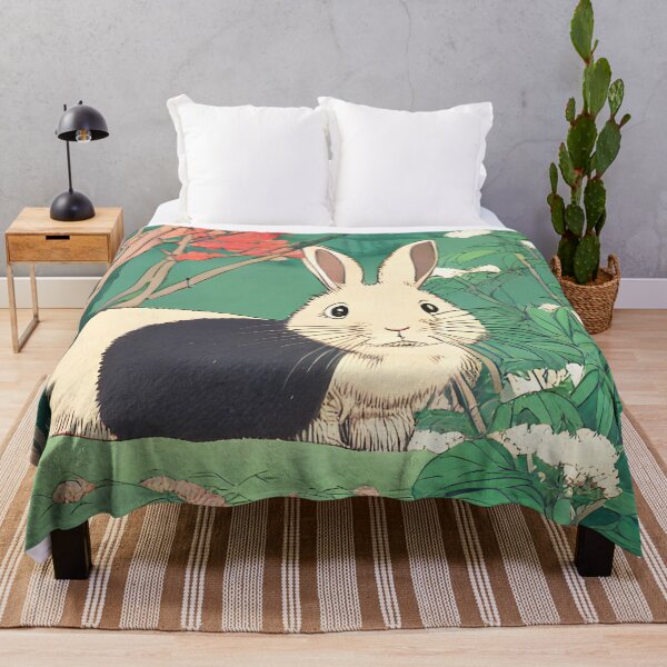 Item preview, Furry Friend Black Vintage White Cute Rabbit in the Wild Woods designed and sold by wigobun.