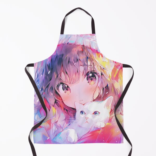 Item preview, Whimsical Dreamy White Kitten and Anime Girl designed and sold by bubblegoth.