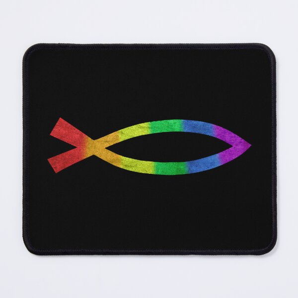 Item preview, Affirming Christian Fish - Prideful Jesus Fish Black Background designed and sold by BackgroundPixel.
