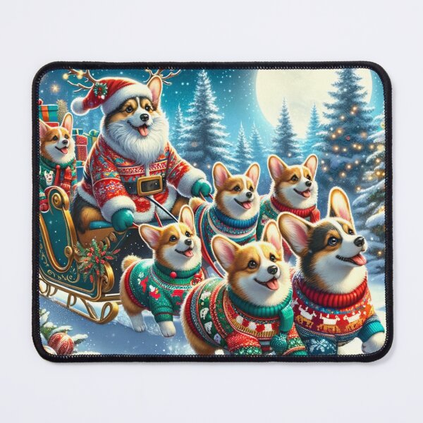 Item preview, Santa Paws and the Merry Corgi Sleigh Team designed and sold by cybercanvasmuse.