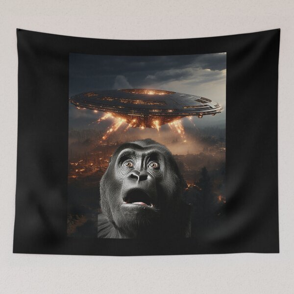 Item preview, Gorilla Selfie with UFOs designed and sold by Master-Print.