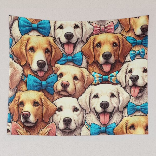Item preview, Golden Labs in Bowties Pattern designed and sold by DoggoTankDesign.