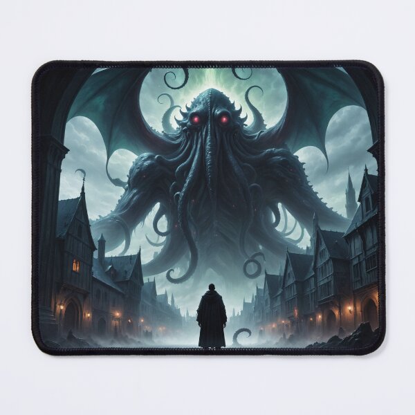 Item preview, A person facing a gigantic cosmic horror above a medieval city - Oil painting style designed and sold by Giuseppe Cammino.