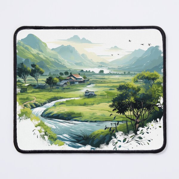 Item preview, "Tranquil Vietnamese Countryside: Traditional Brushstroke Art " designed and sold by Huycao211.