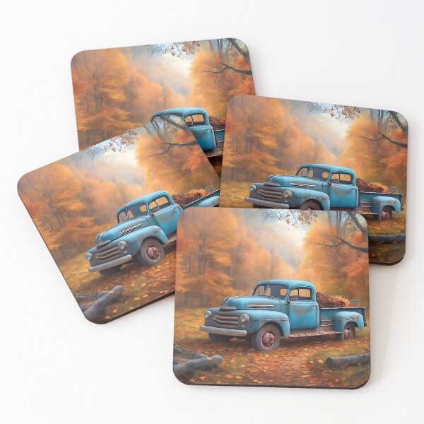 Item preview, Blue Truck in the Fall Leaves Art designed and sold by MotleyPlay.