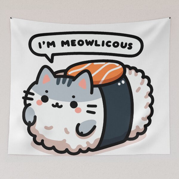 Item preview, Meowlicious Sushi Cat - Cute and Funny Retrographic Design designed and sold by BubbleCrumbs.