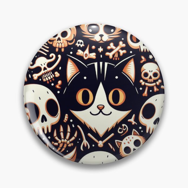 Item preview, Black Cat and Skulls Illustration designed and sold by DoggoTankDesign.