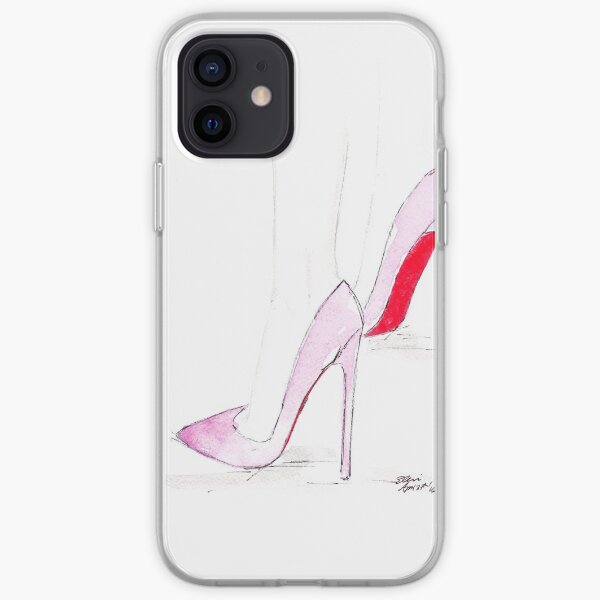 Illustration de mode aquarelle et encre intitulée Pigalles roses Coque souple iPhone